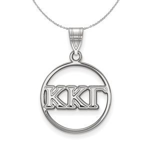 Sterling Silver Kappa Kappa Gamma Md Circle Greek Necklace - 16 Inch